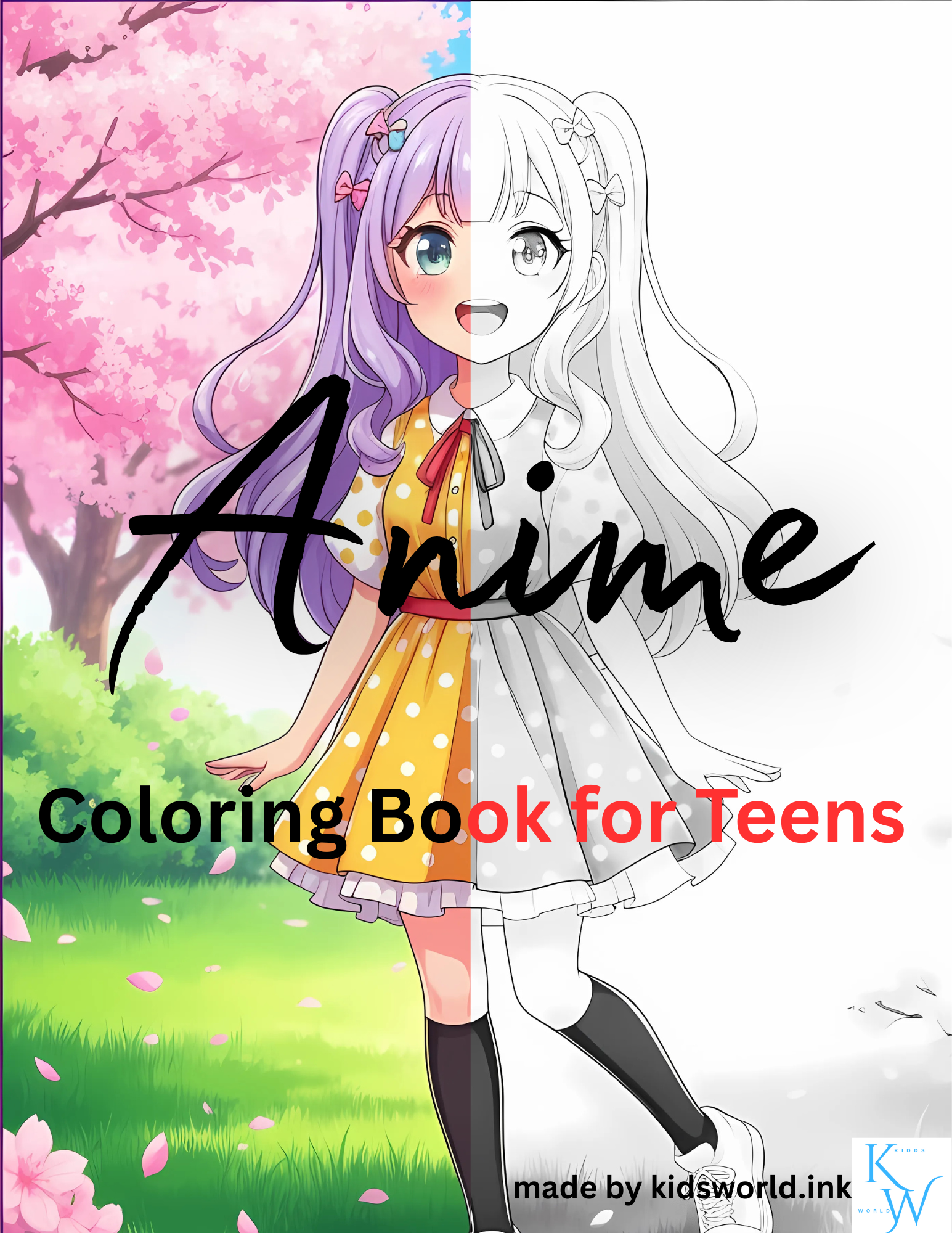 Anime Coloring Book for Teens-65 pages- by kidsworld.ink
