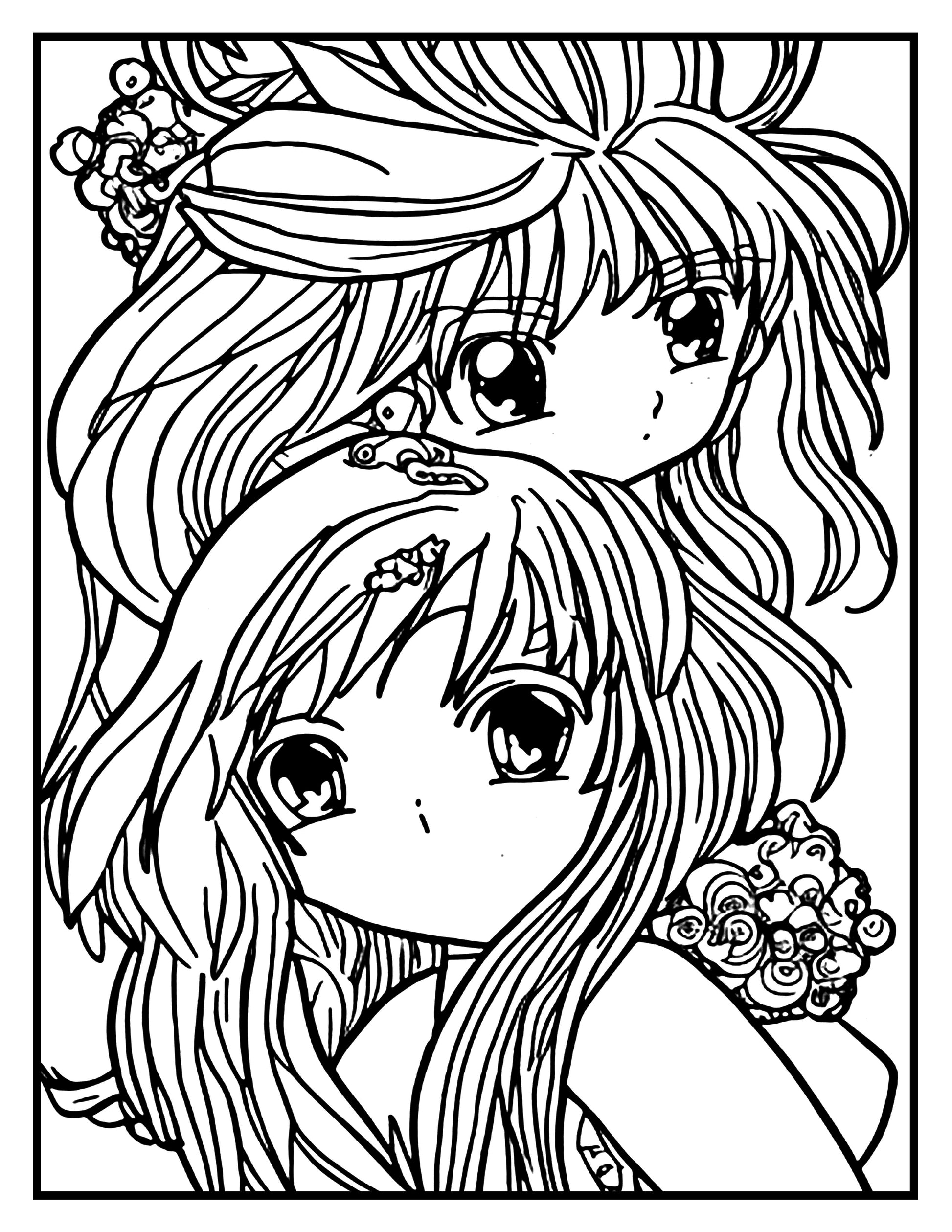 Anime Coloring Book for Teens-65 pages- by kidsworld.ink