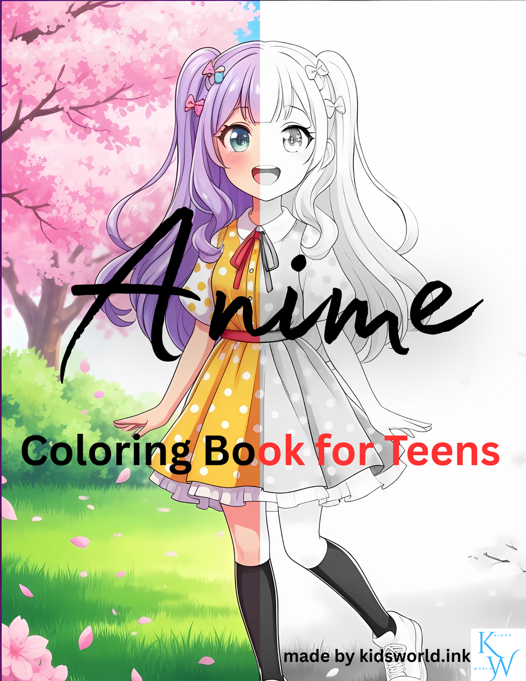 Anime Coloring Book for Teens-65 pages- by kidsworld.ink